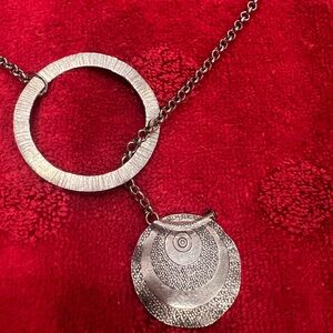 Silver Textured Pendant Necklace